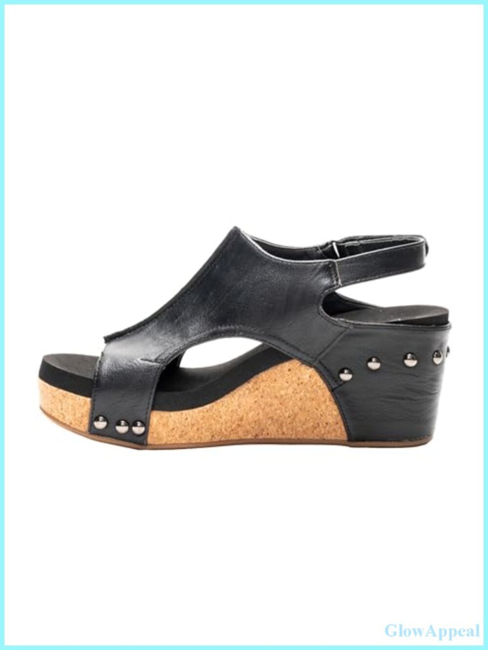 Womens Cork Platform Wedge Sandals Peep Toe Slingback Ankle Strap